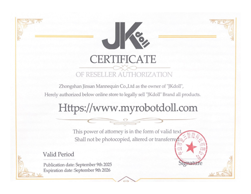 Jk Doll Certificate