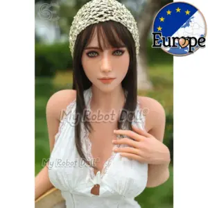 seductive realistic sex doll queenaf by se doll wearing white lace dress outdoors fast eu delivery