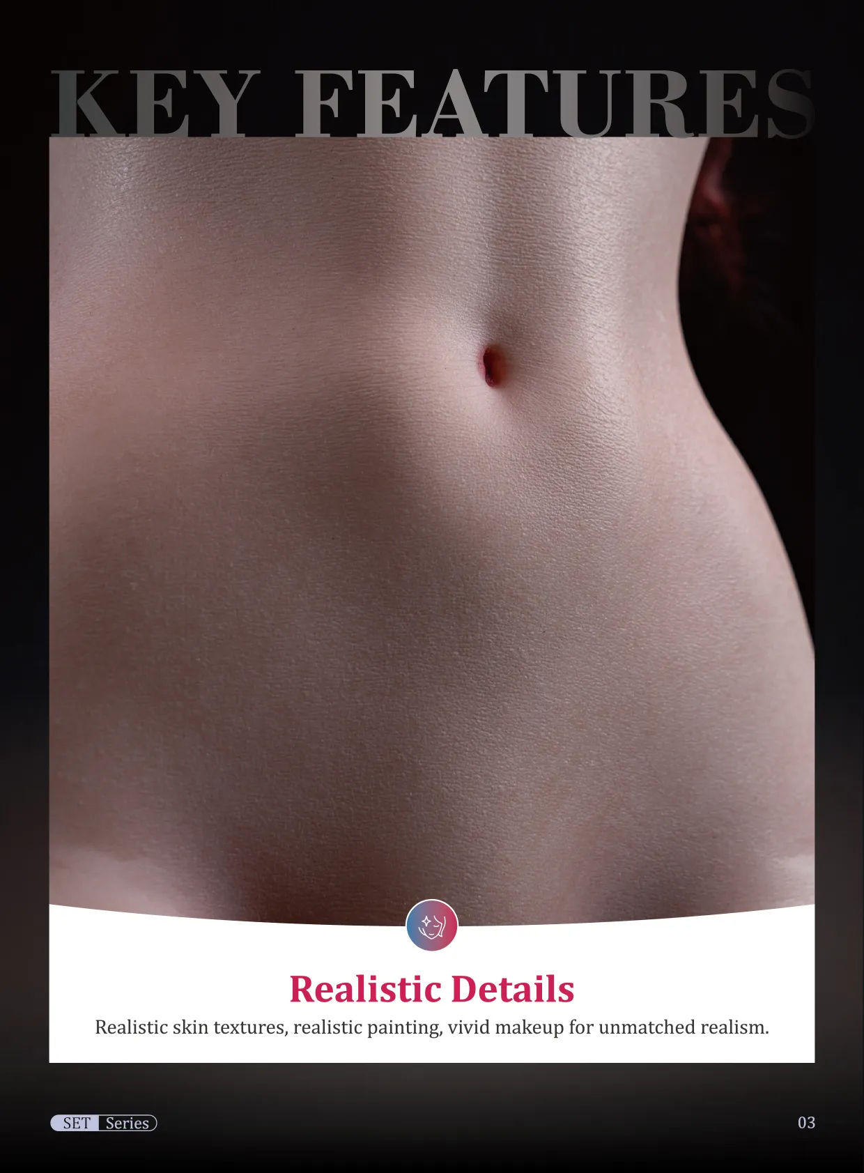 SE Doll torso close-up showing realistic details and pigmentation