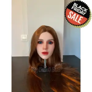 Elegant silicone doll head Irontech S5-Cinderella with auburn hair, blue eyes, soft sculpt, lifelike silicone finish, in stock Belgium, 50% OFF Black November.