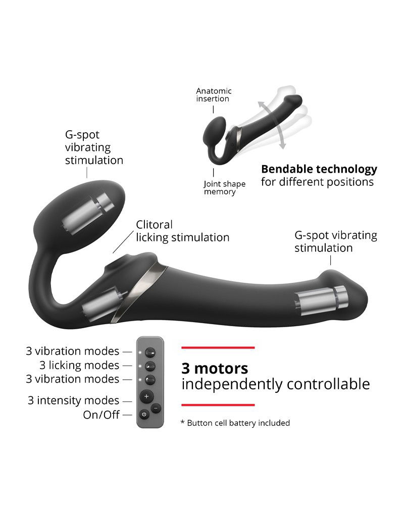 Rimba #5352 - Strap-On-Me - Multi Orgasm - Strap-On Vibrator With Licking Stimulator Size L - Black 4 Rimba #5352 - Strap-On-Me - Multi Orgasm - Strap-On Vibrator With Licking Stimulator Size L - Black - Image 4
