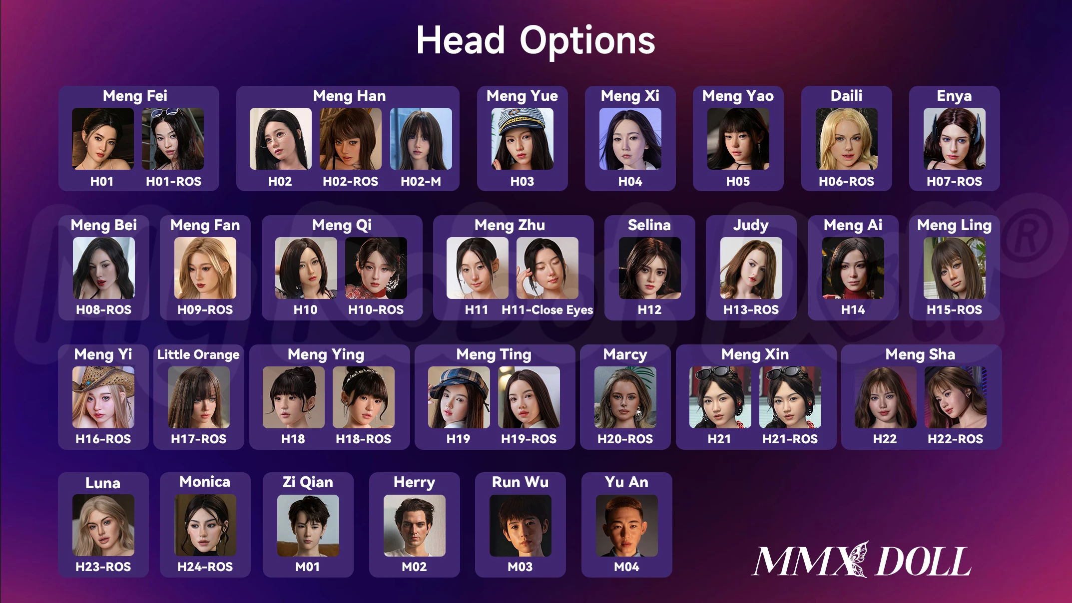 MMX Doll Head Options Full List