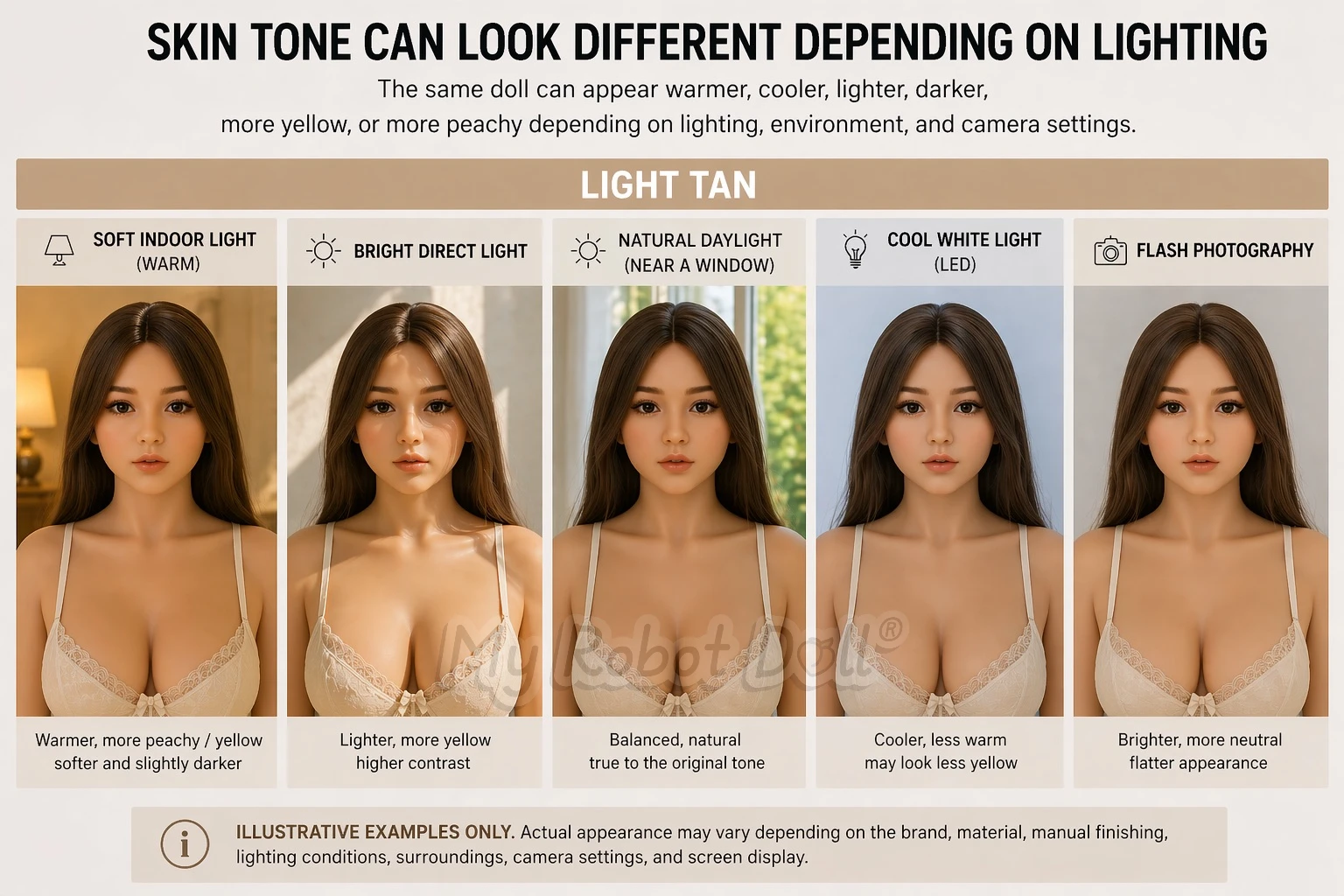 Light Tan Skin Tone Under Different Lighting Conditions