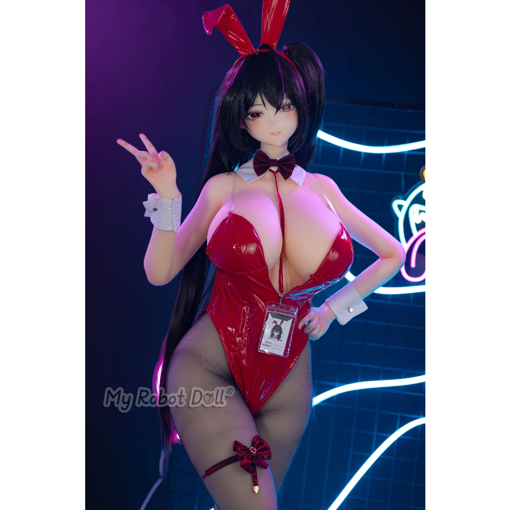 Anime Doll Aotume Head #135 - 160Cm K / 5'3&Quot; 1 Autome Head #135 160Cm K Cup Anime-Style Full-Body Doll With Long Black Twin-Tail Hair, Red Eyes, And A Curvy Sculpted Figure.