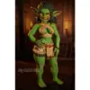 Climax Doll Kaela Green 70Cm Fantasy Monster Doll With Green Skin, Pointed Ears, Yellow Eyes, And Braided Hair.