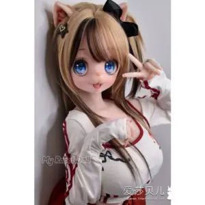Elsa Babe RAD037 Nekoha Aya 148cm stylized animal-ear doll with twin-tail hair and large blue eyes.