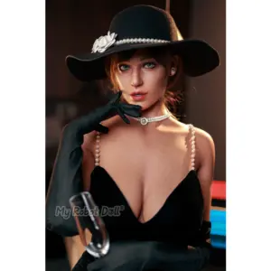 IDO Doll ID5S Isabelle 170cm D Cup full-body doll with auburn hair, blue eyes, and elegant styling.