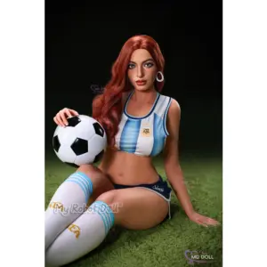 MD Doll M68 Talia 166cm adult doll with long auburn hair, blue eyes, warm-toned complexion, and a curvy silhouette