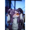 Mrl Demon Sheep Rabbit 55Cm Purple And White Monster-Style Doll With Curled Horns, Animal Ears, And Paw Details