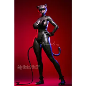 Moonvale Doll Velara 165cm panther-inspired fantasy doll with animal head, spotted body, tail, and curvy figure