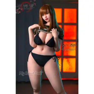 Sankaku Doll Kyouto Tenbudou Series 155cm with shoulder-length brown hair, vivid green eyes, and a curvy figure
