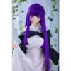 Anime Doll Aotume Head #133 - 155Cm F / 5'1&Quot; 14 Aotume #133 155Cm Anime-Style Doll With Long Purple Hair, Purple Eyes, Black-And-White Outfit, Ruffled Collar, And Refined Stylized Presentation