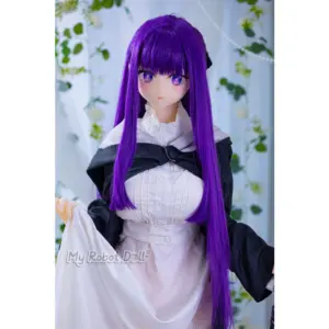 Aotume #133 155cm anime-style doll with long purple hair, purple eyes, black-and-white outfit, ruffled collar, and refined stylized presentation