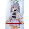 Anime Doll Aotume Head #134 - 145Cm B / 4'9&Quot; 15 Aotume #134 145Cm Anime-Style Elf Doll With Silver Twin-Tail Hair, Pointed Ears, Blue-Green Eyes, White-And-Gold Outfit, And Red Staff Accessory