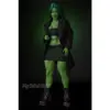 Clm Renee 70Cm Hulk Cosplay Mini Silicone Doll With Green Skin, Teal Hair, Gold Eyes, Dark Outfit, Coat Styling, And Superhero Fantasy Design
