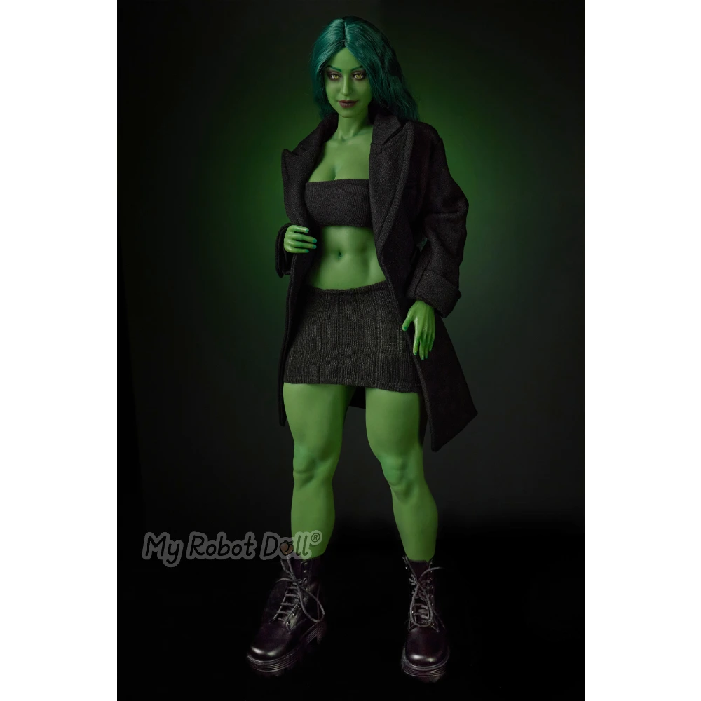 Clm Classic Sex Doll Ka Renee Climax Doll - 70Cm / 2'4&Quot; Si70Cm 1 Clm Renee 70Cm Hulk Cosplay Mini Silicone Doll With Green Skin, Teal Hair, Gold Eyes, Dark Outfit, Coat Styling, And Superhero Fantasy Design