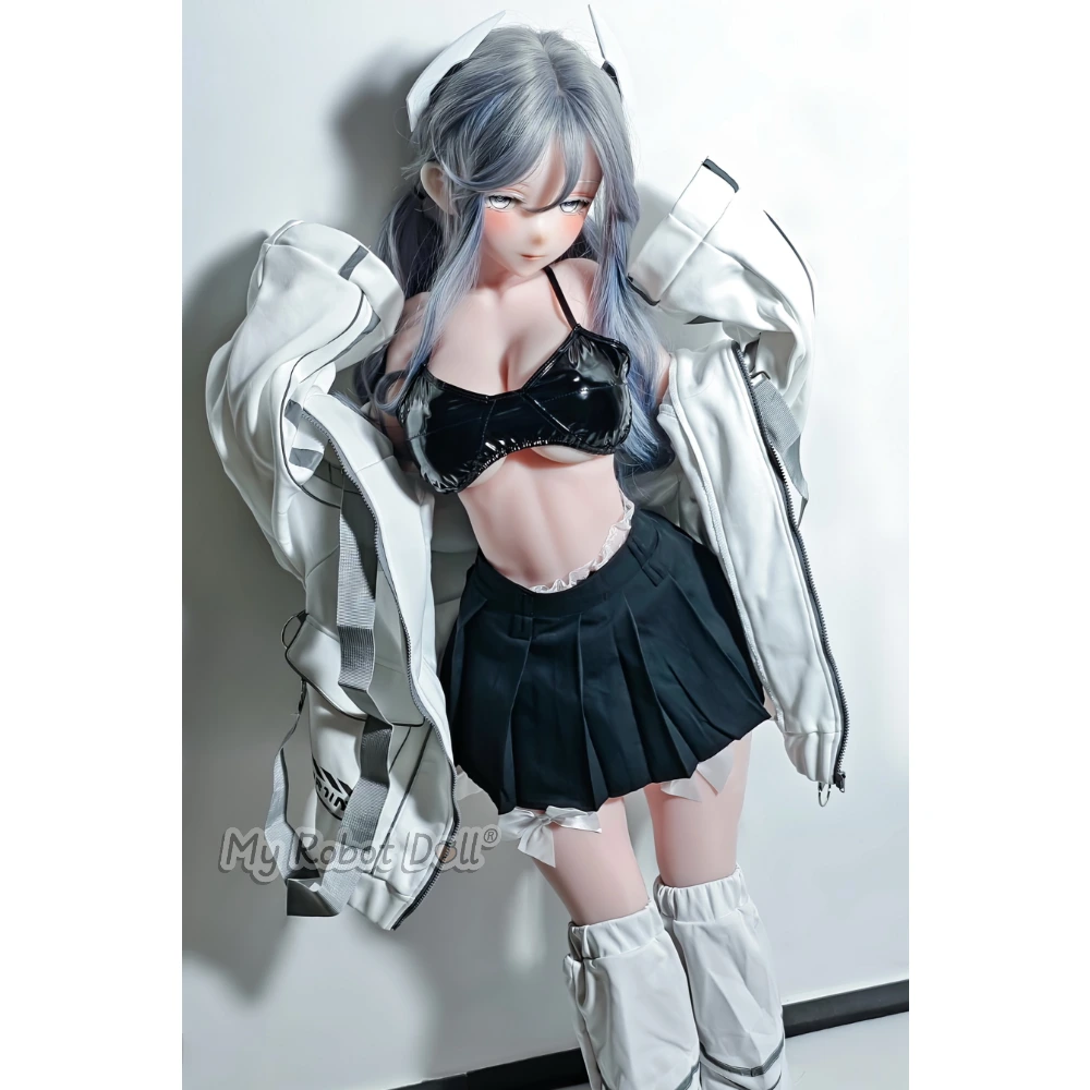 Sex Doll Ahr027 Kaneda Shio Elsa Babe - 144Cm / 4'9 1 Elsa Babe Ahr027 Keneda Shio 144Cm Anime-Style Doll With Blue-Gray Hair, Pale Blue Eyes, White Outerwear, And Black Clothing
