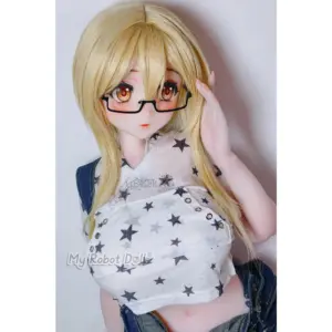 Elsa Babe RAD007 Yokotani Yukiko 151cm anime-style doll with long blonde hair, amber eyes, black glasses, star-print white top, and denim styling