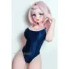Elsa Babe Asahina Sae 148Cm Doll With Pink Hair, Pointed Elf Ears, Anime-Inspired Head Design, And Navy One-Piece Outfit