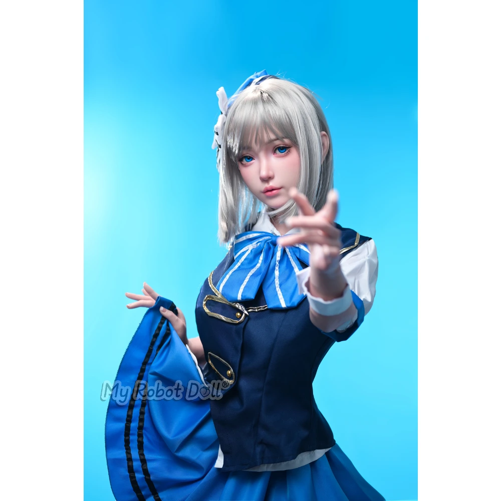 Sex Doll Head Chinatsu Fudoll - 152Cm / 5'0&Quot; F Cup Realistic Skin Texture 1 Fudoll Chinatsu 152Cm Doll With Silver Bob Hair, Blue Eyes, Blue-And-Navy Outfit, Striped Bow Accent, And Refined Facial Presentation