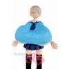 Fabric Anime Doll Sakura Dolls Head #10 - 155Cm / 5'1&Quot; 24 Sakura Doll #10 155Cm Anime-Style Doll With Short Light Hair, Blue Eyes, Oversized Bust Styling, Blue Outfit, Pleated Skirt, And Black Thigh-High Socks