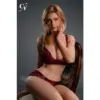 Top Cydoll Eria 168Cm F-Cup Doll With Blonde Tied-Back Hair, Blue Eyes, Burgundy Lace Lingerie, And Defined Facial Styling