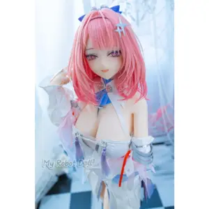 Aotume Head #138 155cm anime-style doll with long pink hair, purple eyes, and white-and-blue fantasy outfit
