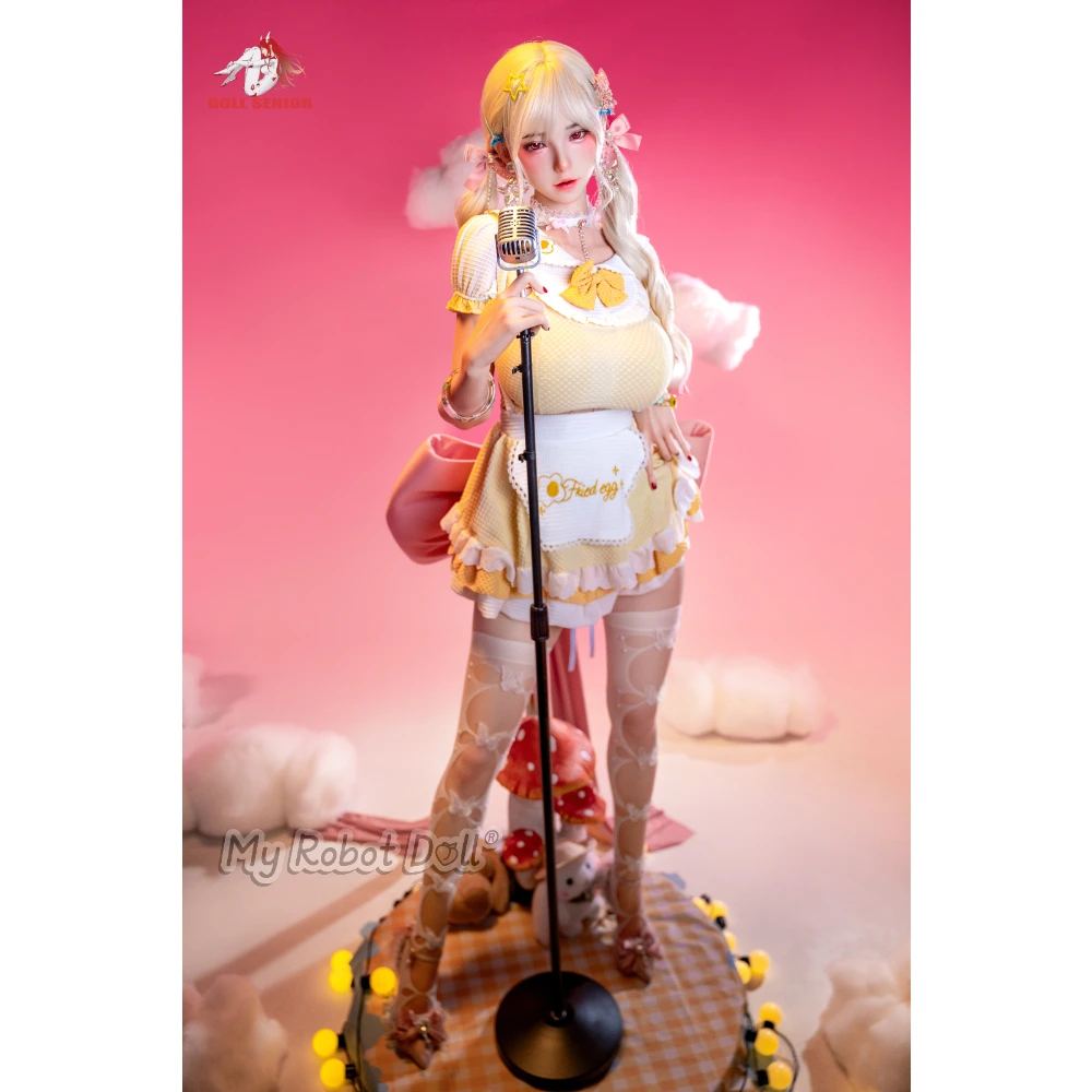 Sex Doll Linsha Doll Senior 170Cm / 5'7&Quot; G-Cup Full Silicone Doll 1 Doll Senior Linsha 170Cm G Cup Doll With Platinum-Blonde Twin Tails, Red Eyes, Ornate Hair Accessories, And A Pale Yellow Performance Outfit