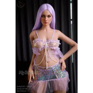 Galatea GT01 Molly 168cm D-cup doll with JS0198 head, long lavender hair, defined waist, and softly rounded proportions