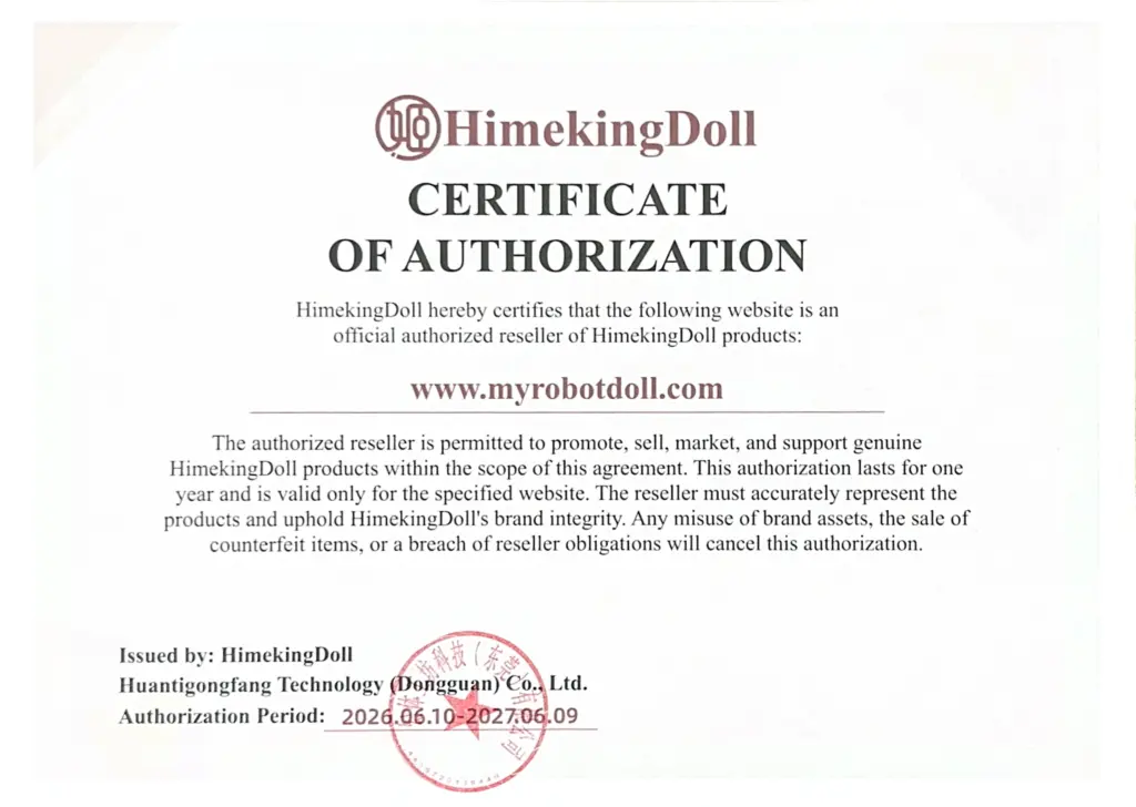 Sex Doll Manufacturer Certificates 18 Hime King 2027 06 09