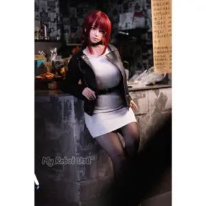 Jiusheng Doll #126B Enshio 152cm with vivid red hair, dark eyes, soft facial features, and curvy proportions