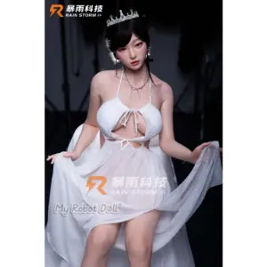Rainstorm Doll Emi 169cm seamless silicone D-cup doll with black hair, delicate facial features, and balanced proportions