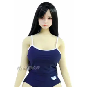 Sakura Anny 160cm with silicone head, fabric body, long black hair, and simple bodysuit styling