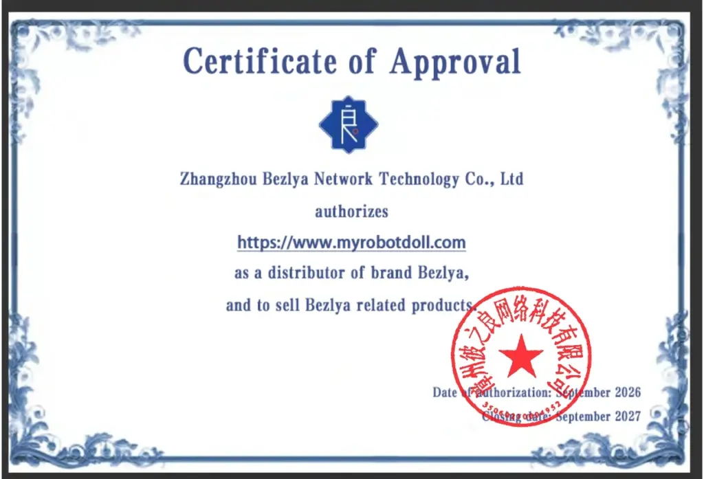 Bezlya Doll certificate