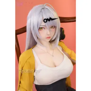 QXW Doll X03 160cm D Cup anime-style doll with long white hair, amber eyes, and layered fantasy styling