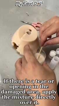 Two-Part Repair Mixture Applied To A Doll Head Shell