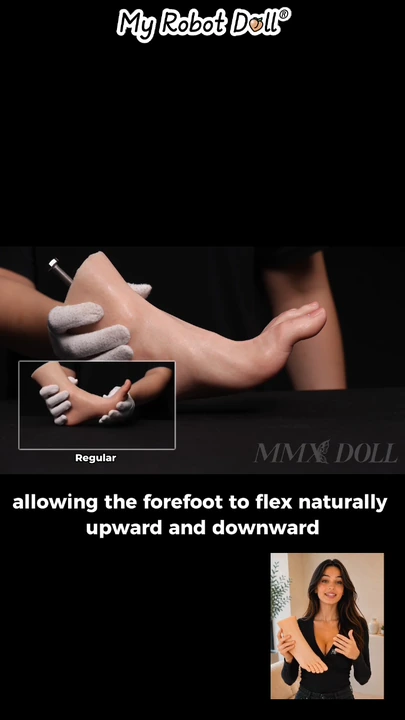 Gloved Hands Flex An Mmx Doll Forefoot During The Movement Demonstration.