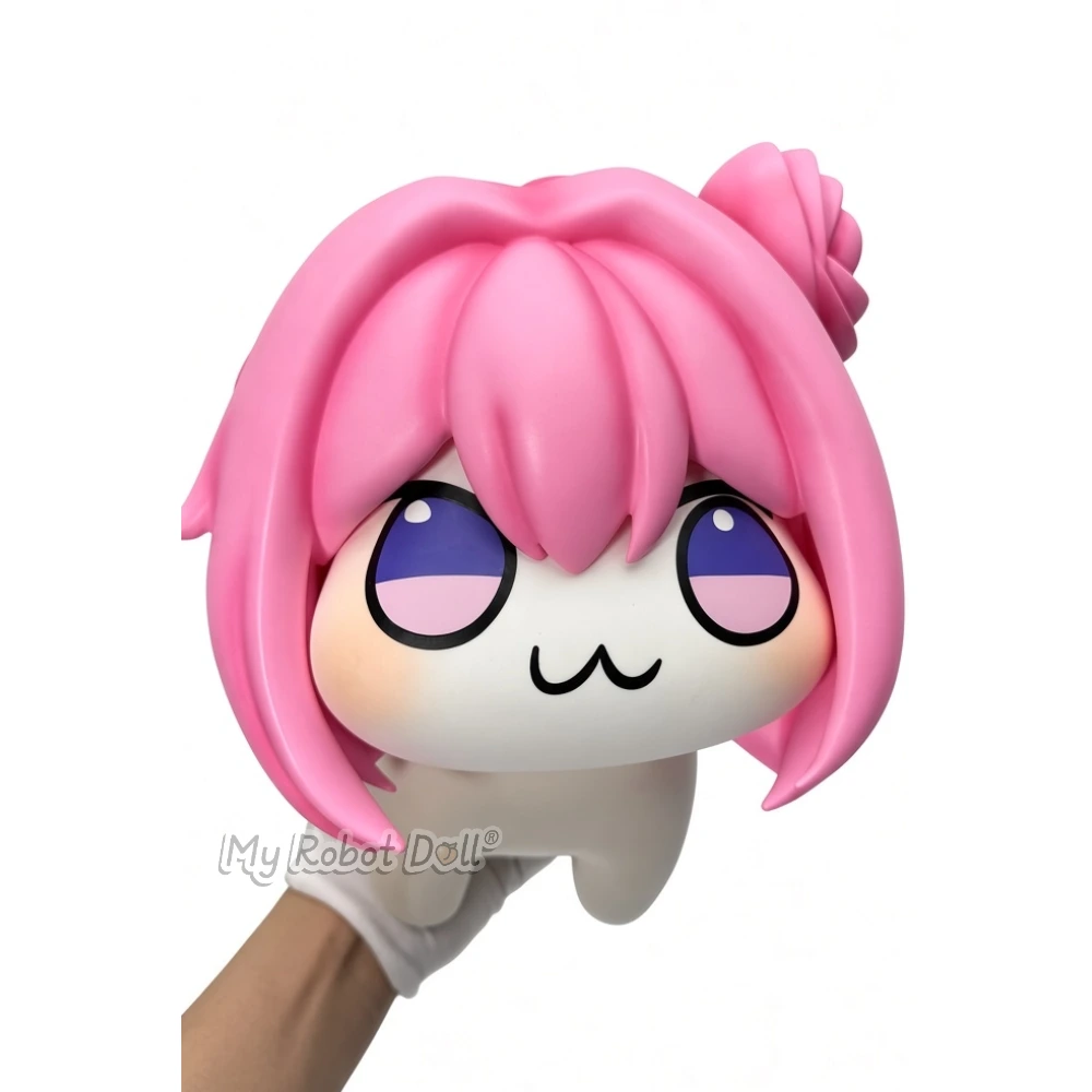 Bc Dolls B100 29Cm / 11.4&Quot; Vinyl Head Silicone Body 1 Bc Dolls B100 29Cm Stylized Anime Head With Bright Pink Sculpted Hair, Oversized Purple Eyes, Rounded Face, And Simple Cartoon Expression.