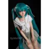 Bc Dolls F01A-Hatsune Miku - Fs60B 61Cm / 2'0&Quot; Full Silicone Mini Doll 13 Bc Dolls F01A Miku 61Cm Anime-Style Doll With Long Teal Twin-Tail Hair, Green Eyes, White Sailor-Style Top, Grey Pleated Skirt, And Matching Hair Ribbons.