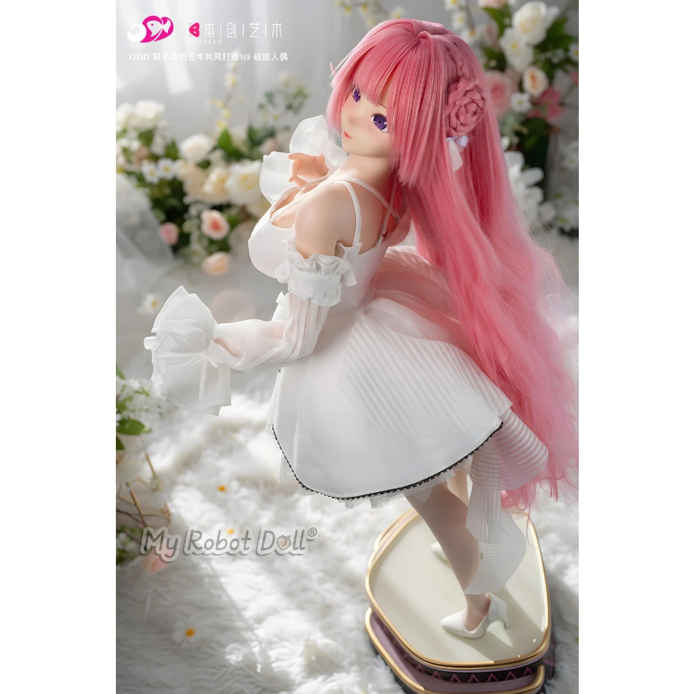 Bc Dolls F100A-Dorothy - Fs36C 63Cm / 2'1&Quot; Full Silicone Mini Doll 27 Bc Dolls F100A Dorothy 63Cm Anime-Style Doll With Very Long Pink Hair, Purple Eyes, White Dress, Oversized Bow Details, And White Heels.