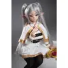 Bc Dolls N02A Frieren - Ns146C 146Cm / 4'9&Quot; Full Silicone 38 Bc Dolls N02A Frieren 146Cm Anime-Style Elf Doll With Long Silver Twin-Tail Hair, Pointed Ears, Green Eyes, White-And-Gold Outfit, And Black Tights.
