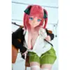 Bc Dolls O04 Dorothy 155Cm Anime-Style Doll With Very Long Pink Hair, Purple Eyes, White Ruffled Dress, Thigh-High Stockings, And White Platform Shoes.