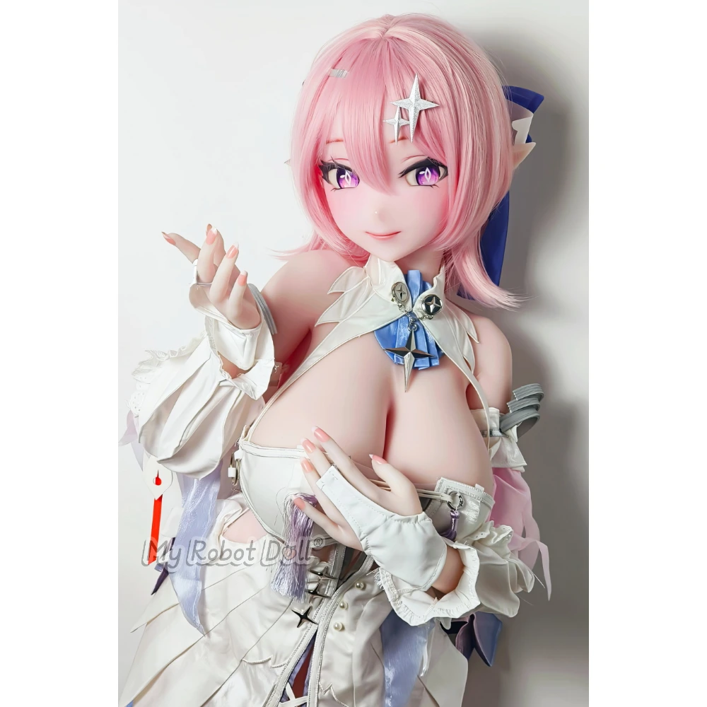 Sex Doll Ahrc009 Aihara Kumi Elsa Babe - 163Cm / 5'4&Quot; 1 Elsa Babe Ahrc009 Aihara Kumi 163Cm L Cup Anime-Style Doll With Short Pink Hair, Purple Eyes, Pointed Ears, White Fantasy Outfit, And Blue Metallic Accents.