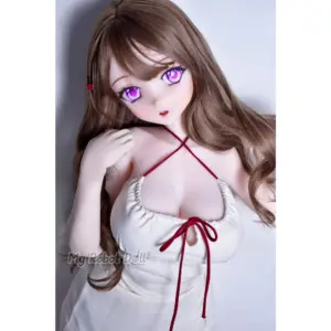 Elsa Babe RAD008 Mogami Nozomi 140cm anime styled doll with long brown hair, large purple eyes, and full bust