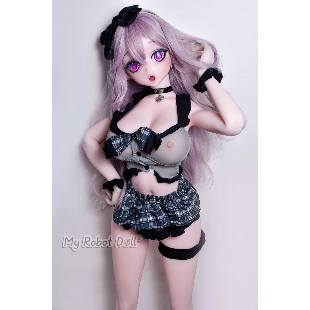 Sex Doll Hanamori Kaori Elsa Babe Head Rad047- 148Cm / 4'10&Quot; 1 Elsa Babe Rad047 Hanamori Kaori 148Cm L Cup Anime-Style Doll With Long Lavender Hair, Pink Spiral Eyes, Black Bow, Grey Plaid Outfit, Choker, And Matching Accessories.