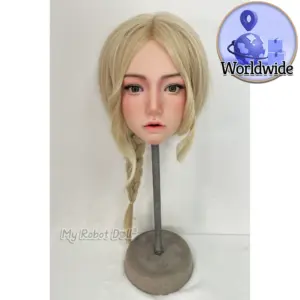 Top Fire Doll T57 head with blonde braided hair, green eyes, soft pink makeup, defined lashes, and softly sculpted facial features.