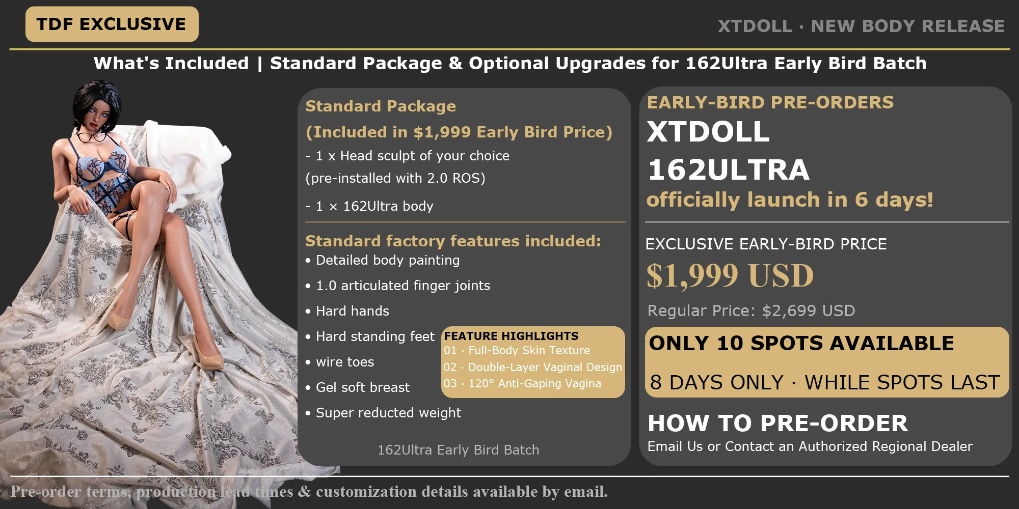 XT Doll 162cm E cup Ultra early bird event, limited to 10 units until 22/10/2026